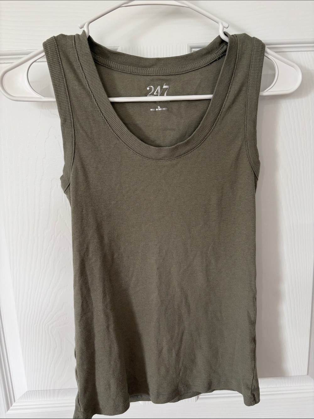 247 Olive Ribbed Tank Top - Women's Sleeveless Knit